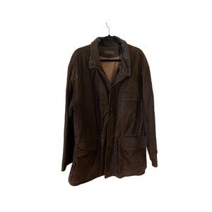 Barney's New York Men's Leather/ Lana Wool Lined Full Zip Jacket - 42